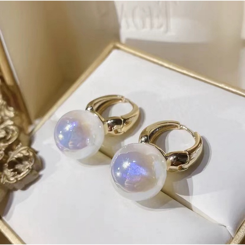 Anting Hoop Mutiara Warna Emas Untuk Wanita