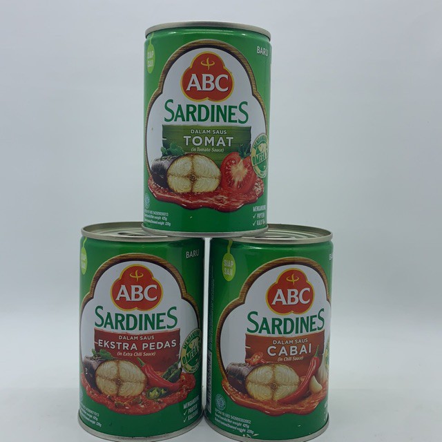 

Lauk Makan Instan Sarden Sardines Ikan ABC 155gr Saos Cabai Ekstra Pedas Tomat