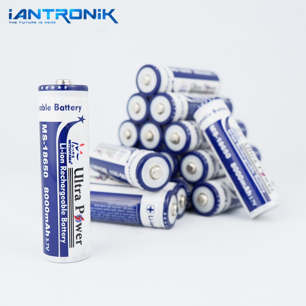 Battery 8000mAh Tipe 18650 Rechargeable / Baterai Cas Ulang Button TOP