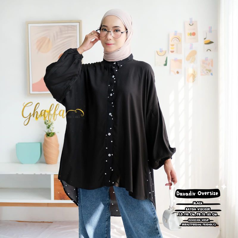 Blouse motif muslimah kekinian Davadiv blouse by ghaffa the label