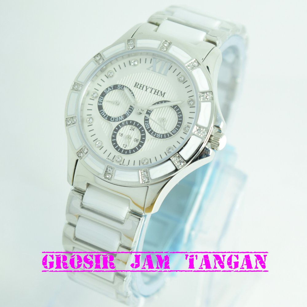 JAM TANGAN WANITA RHYTHM 1201 CHRONO ORIGINAL ELEGAN MEWAH GROSIR JAM TANGAN