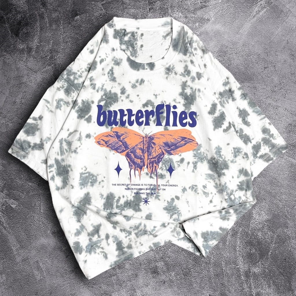 Jual Oversize Baju Kaos Oversize Tie Dye Unisex Oversize T Shirt Tie Dye Butterfly