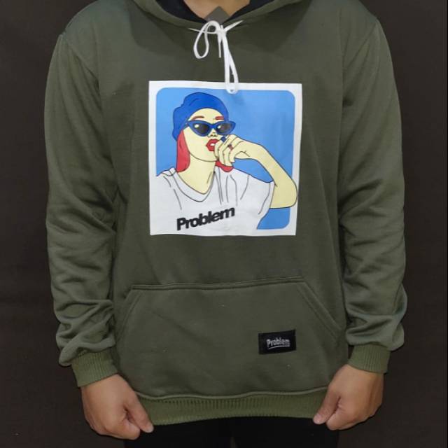 Switer hoodie (PROBLEM) KUALITAS DISTRO,Warna hijau army