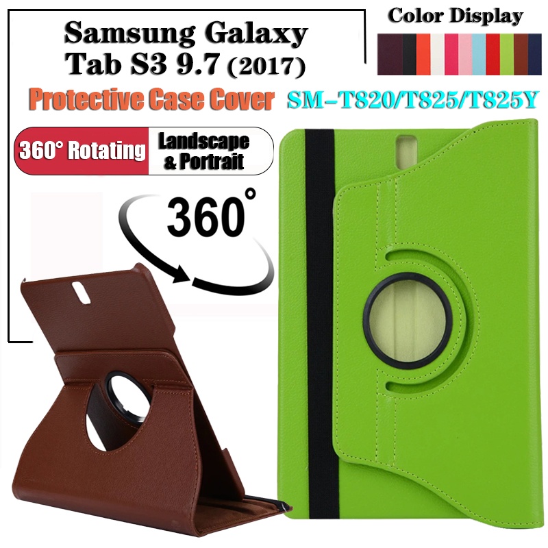 Untuk Samsung Galaxy Tab S3 9.7 (2017) SM-T820 SM-T825 SM-T825Y Fashion Skins Tablet Protection Leather Case360° Cover Flip Casing Stand Putar