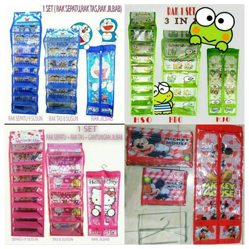 RAK HBO SET 3 IN 1 MULTIFUNGSI rak sepatu/tas/jilbab rak gantung plastik rak serbaguna