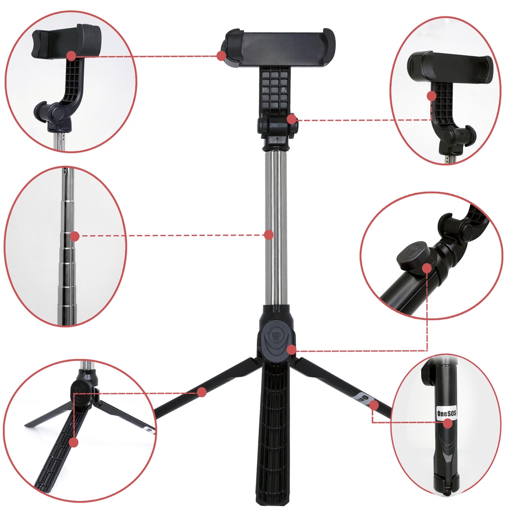 MallCasing - ONESOS Tongsis Tripod 3 IN 1 Handphone Selfie Stick Remote Bluetooth Expandable - XT10