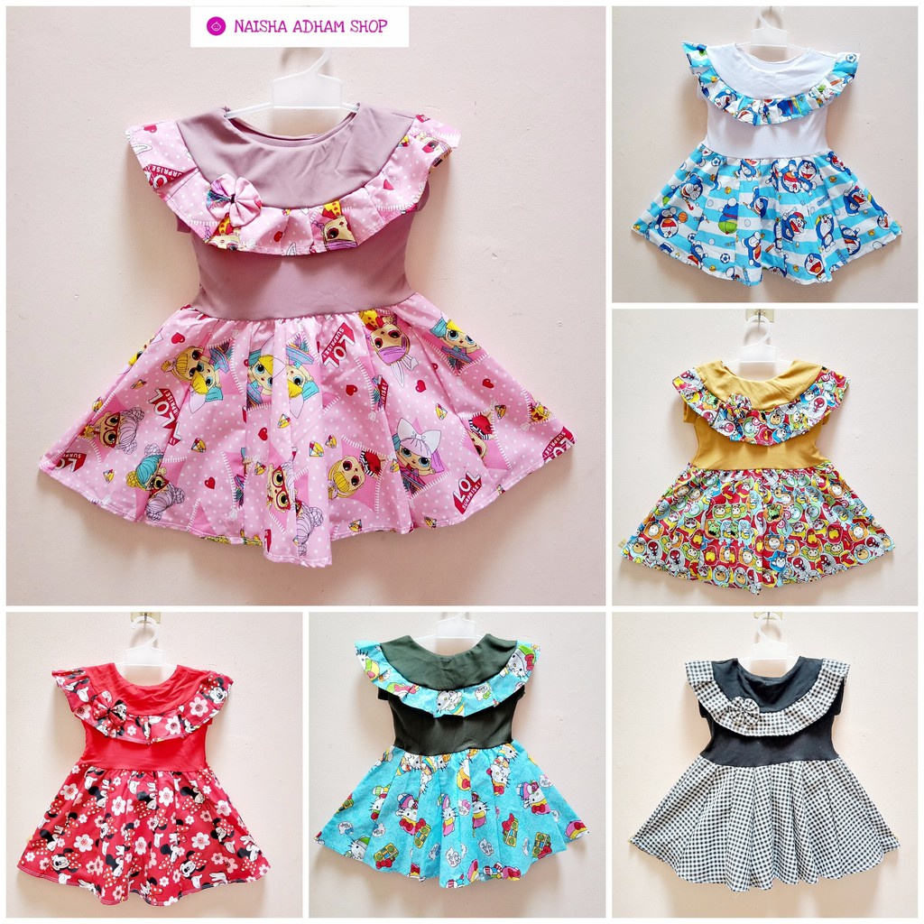 Dress Ruffle Untuk Usia 1-2 Tahun - Dress Anak Berkerah Rumbai - Dress Anak Perempuan Harian Murah