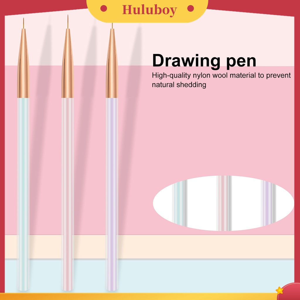 Huluboy Huluboy♡ 3pcs / Set Pen Liner Kuku Anti Karat Bahan ABS Warna Macaron Untuk Nail Art