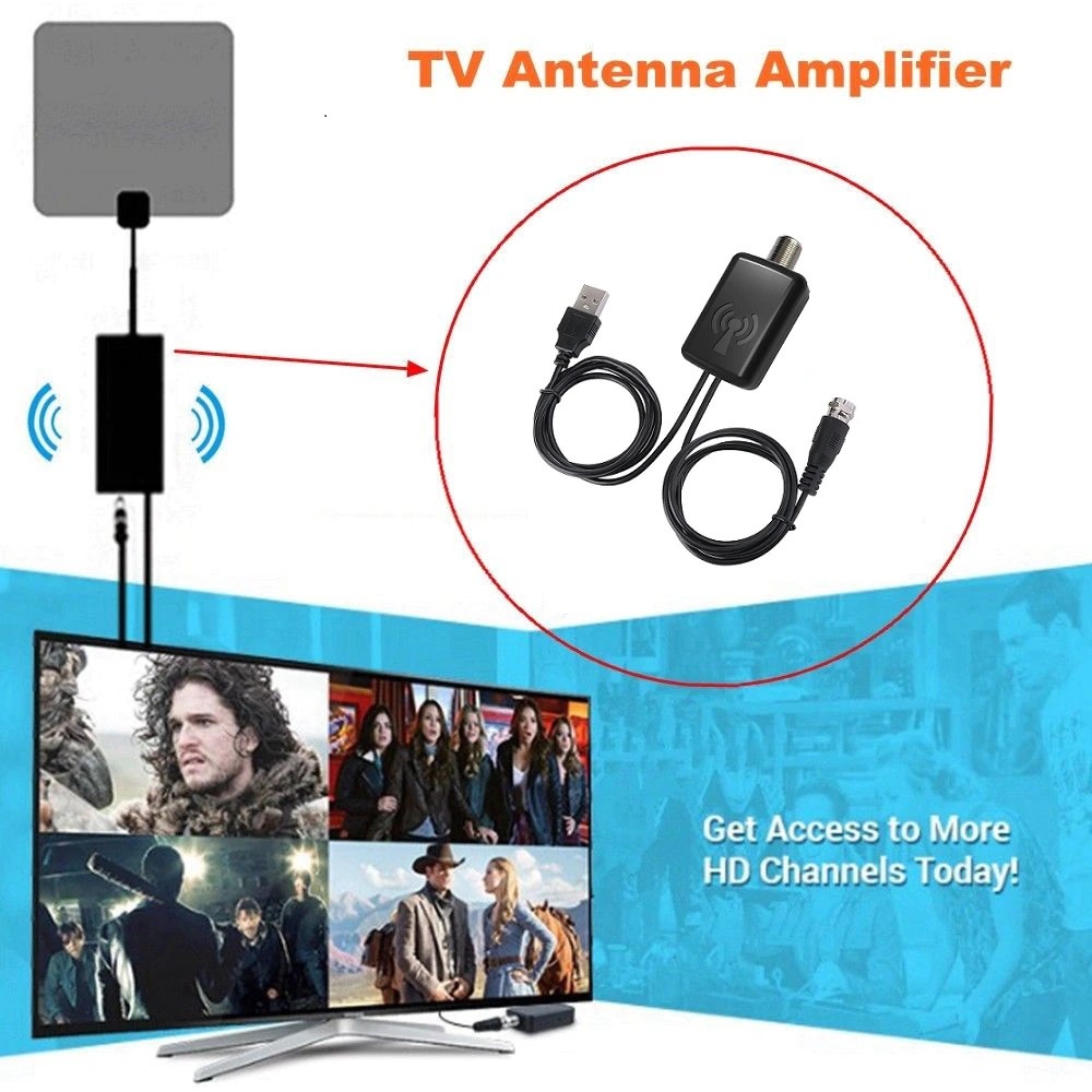 Penguat Sinyal Booster Antena TV Amplifier Booster DVB-T2 TV Digital