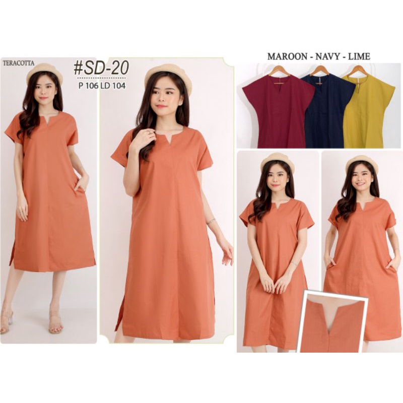 Dress Fashion BV SD-20/ Dress Polos/ Dress Midi/ Dress Katun