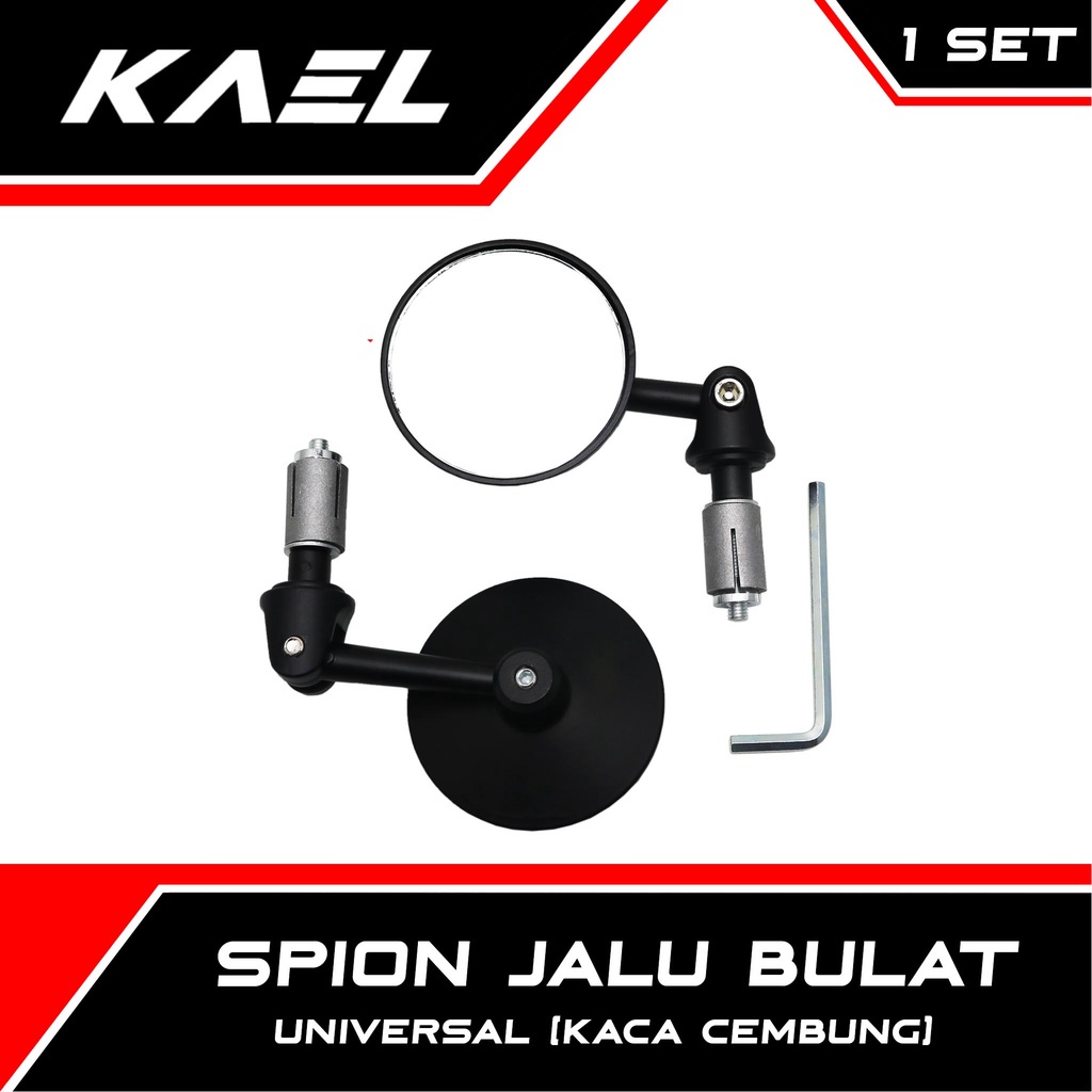 Spion Jalu Bulat Motor Universal Kaca Cembung Sepion Bandul Bar-End Mirror Klasik Beat &amp; Vario 125-150 LED New &amp; NMAX &amp; PCX &amp; Aerox 155 &amp; Mio M3-Soul