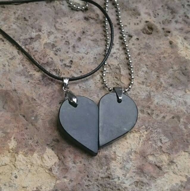 Kalung Liontin Couple Love Giok Black Jade Aceh Terapi AAA Quality