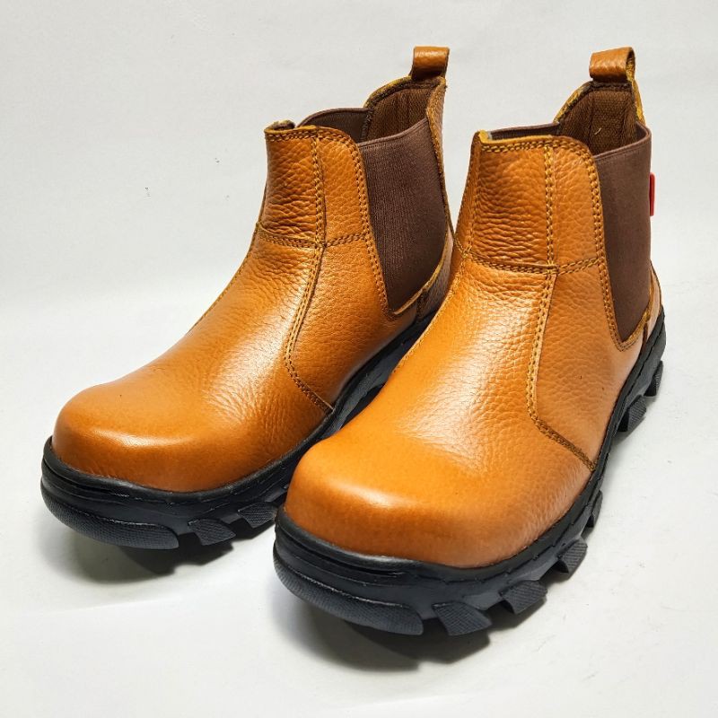 Sepatu boots pria safety sepatu kulit asli ung besi baja sefty sepatu proyek