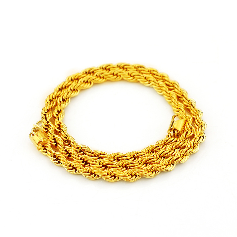 Kalung Rantai Emas Asli Kadar 375 Desain Bunga Ukuran 7mm60cm76g Gaya Eropa Amerika Untuk Pria