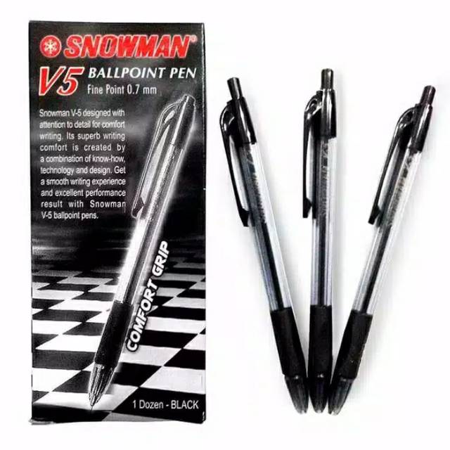 

Ballpoint / Bolpen Snowman V5 0.7mm Hitam 1 Pack (12pcs)