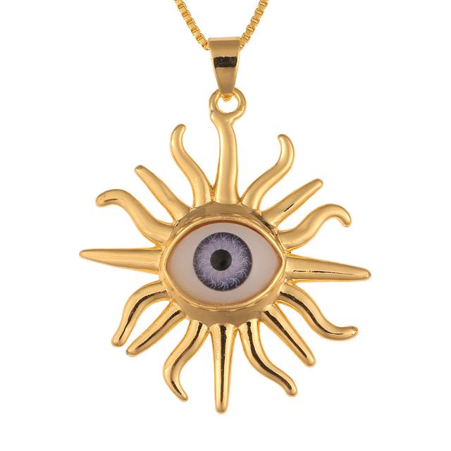 Populer Iblis Mata kalung 18K emas keren hip hop liontin niche desain kotak kalung rantai