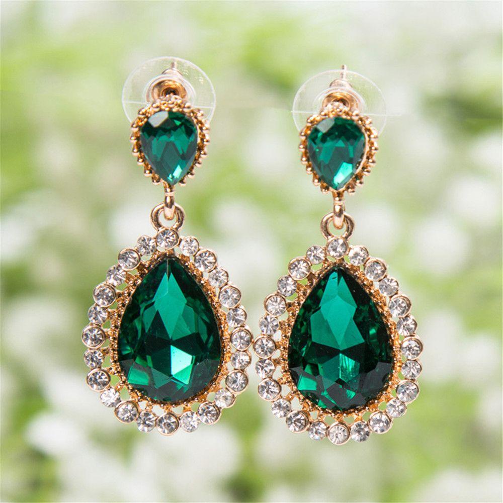 PREVA Water Drop Rhinestones Earrings Multicolor Female Palace Retro Long Earrings