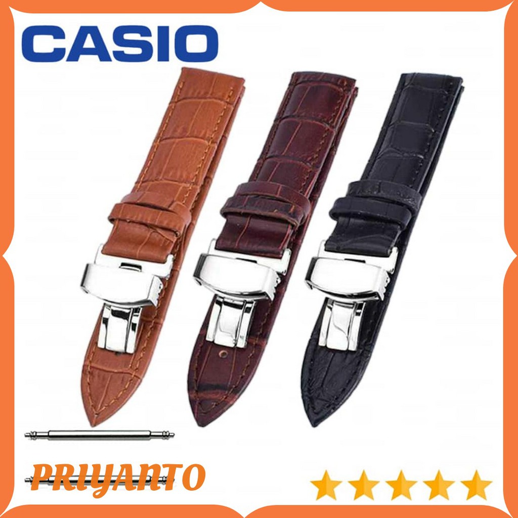 Tali Strap Jam Tangan Kulit Leathres Casio MTP Casio Ediface 18 20 22 24mm