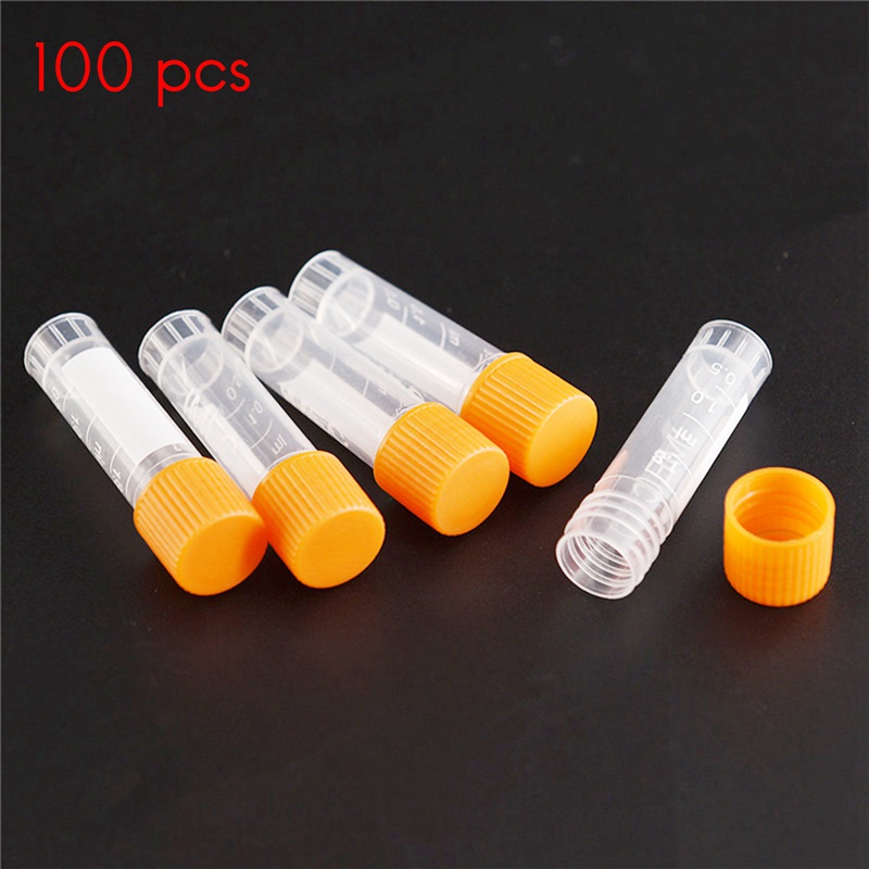 100 Pieces of 1.8 Ml Graduated Centrifuge Tube, Laboratory Cryotube, Orange Screw Cap Centrifuge Tube for Analysis
