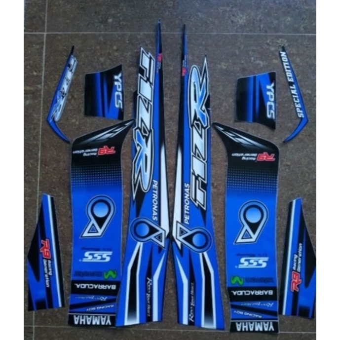 striping sticker Lis body Yamaha fiz R Petronas racing biru