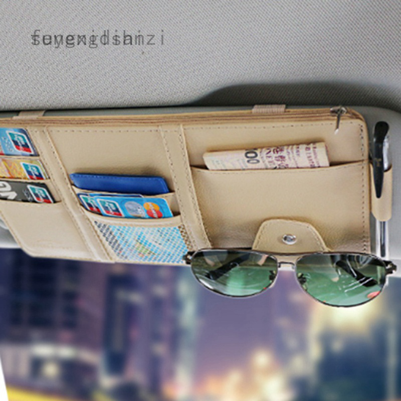 1pc Tas Pouch Penyimpanan Kacamata / Pulpen / Kartu Multifungsi Untuk Sun Visor Mobil