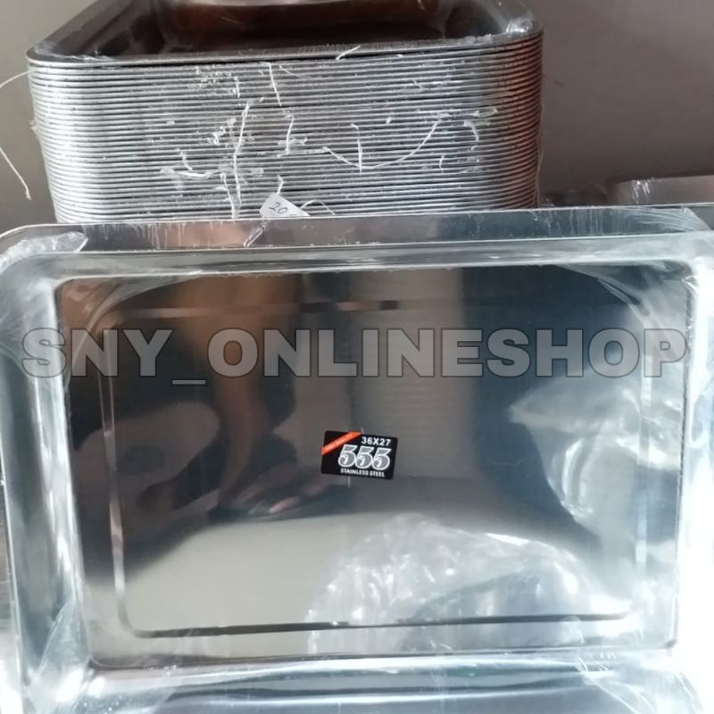 Nampan Persegi Stainless Merek 555 36×27cm