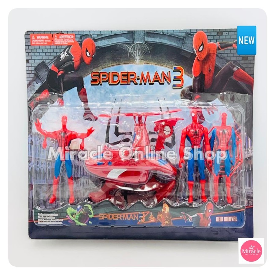 Mainan Figure Spiderman 3 Robot Spiderman + Helikopter 3011 KP