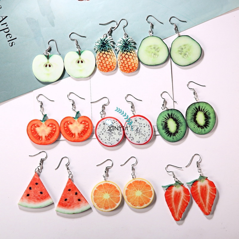 Anting Tusuk Desain Buah Strawberry Bahan Akrilik Untuk Wanita