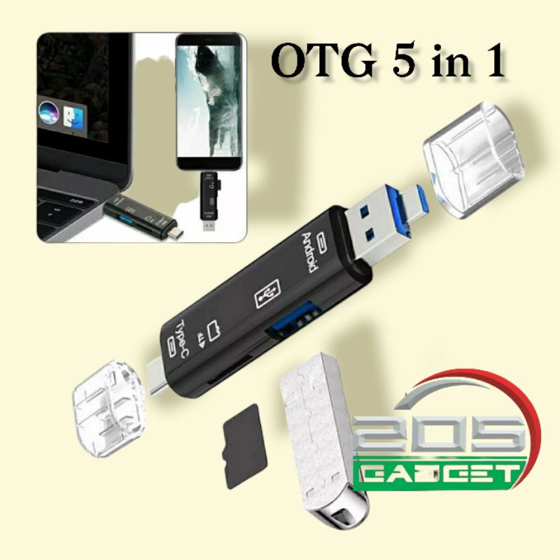 OTG Multifungsi 5in1 Card Reader USB 3.0 USB Type-C Micro USB TF Card/ Micro SD