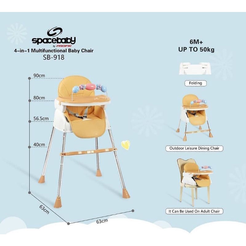 Spacebaby SB-918 Kursi Makan Baby / High Chair