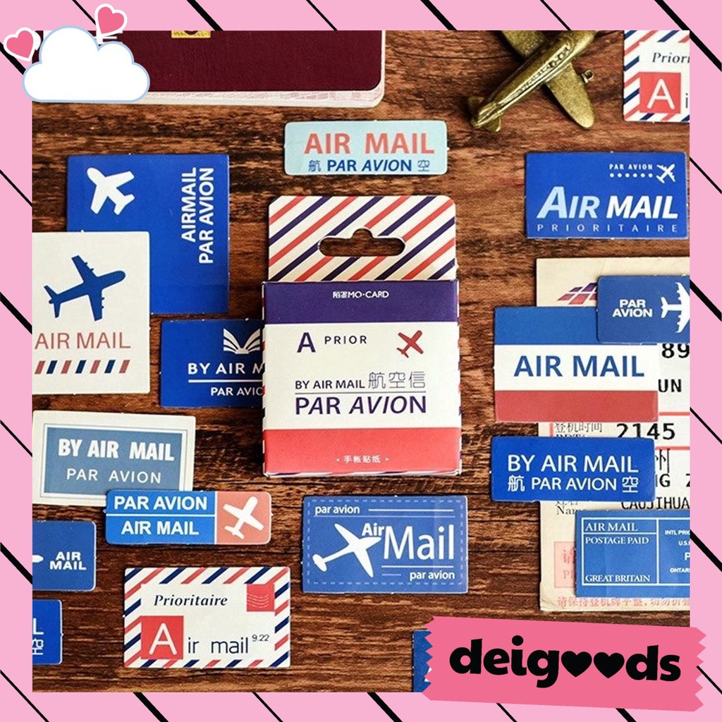 

DEIGOODS❤ 45 Pcs Deco Sticker Boarding Air Mail / Stiker Lucu Dekorasi Scrapbook / Diary / Journal