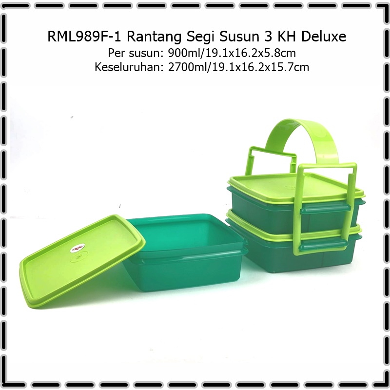 Tempat/Bekal Makan Susun/Rantang Segi Susun KH Deluxe