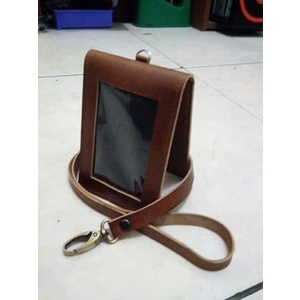 

READY Dompet Id Card + tali holder warna coklat bahan kulit asli TERBARU