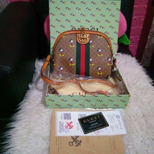 Tas gucci mickey box lengkap besar