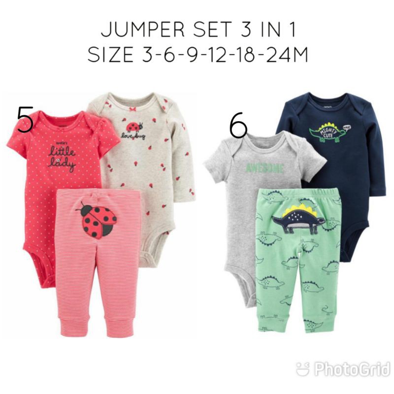 Baju Bayi Carters Setelan 3in1 Jumper Kaos Celana Baby Carter