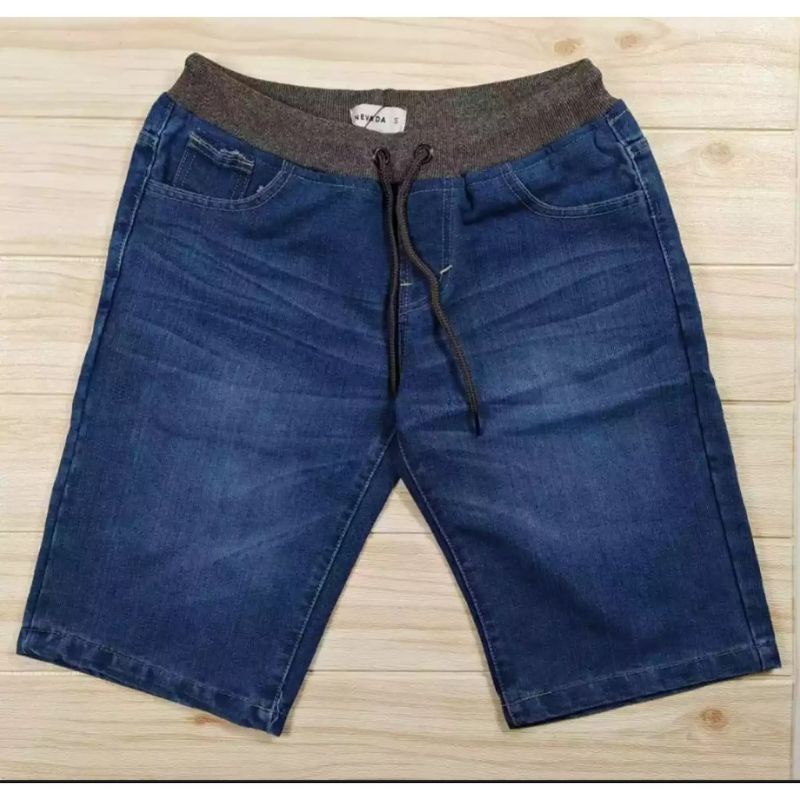 CELANA PENDEK LEVIS/JEANS PINGGANG KARET RIB BAHAN SOFT JEANS TEBAL NYAMAN DI PAKAI COCOK BUAT ACARA CASUAL DAN TONGKRONGAN