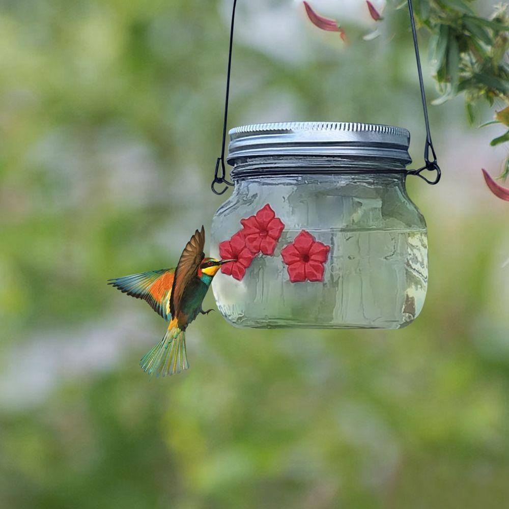 [Elegan] Hummingbird Feeder Kreatif Padat Portabel Gaya Gantung Dengan Bunga Perlengkapan Burung Plastik