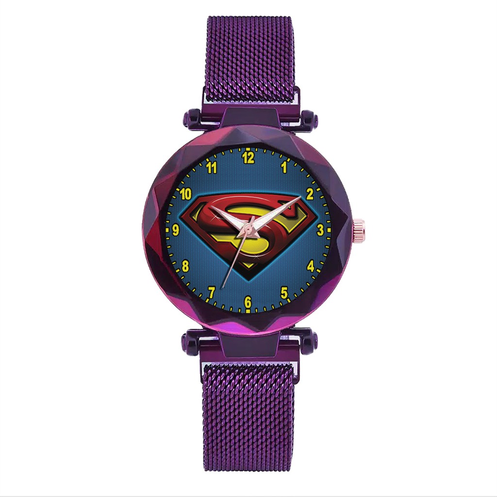 Jam Tangan Wanita Custom - SUPERMAN MOTIF 1 Free Box &amp; Batre Cadangan