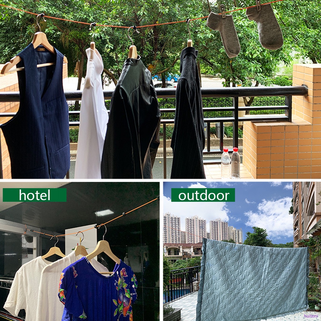 Clothesline Laundry Drying Rope Outdoor Clothes Line Windproof Anti-slip Retractable Cord for Hotel Camping huiteni.id