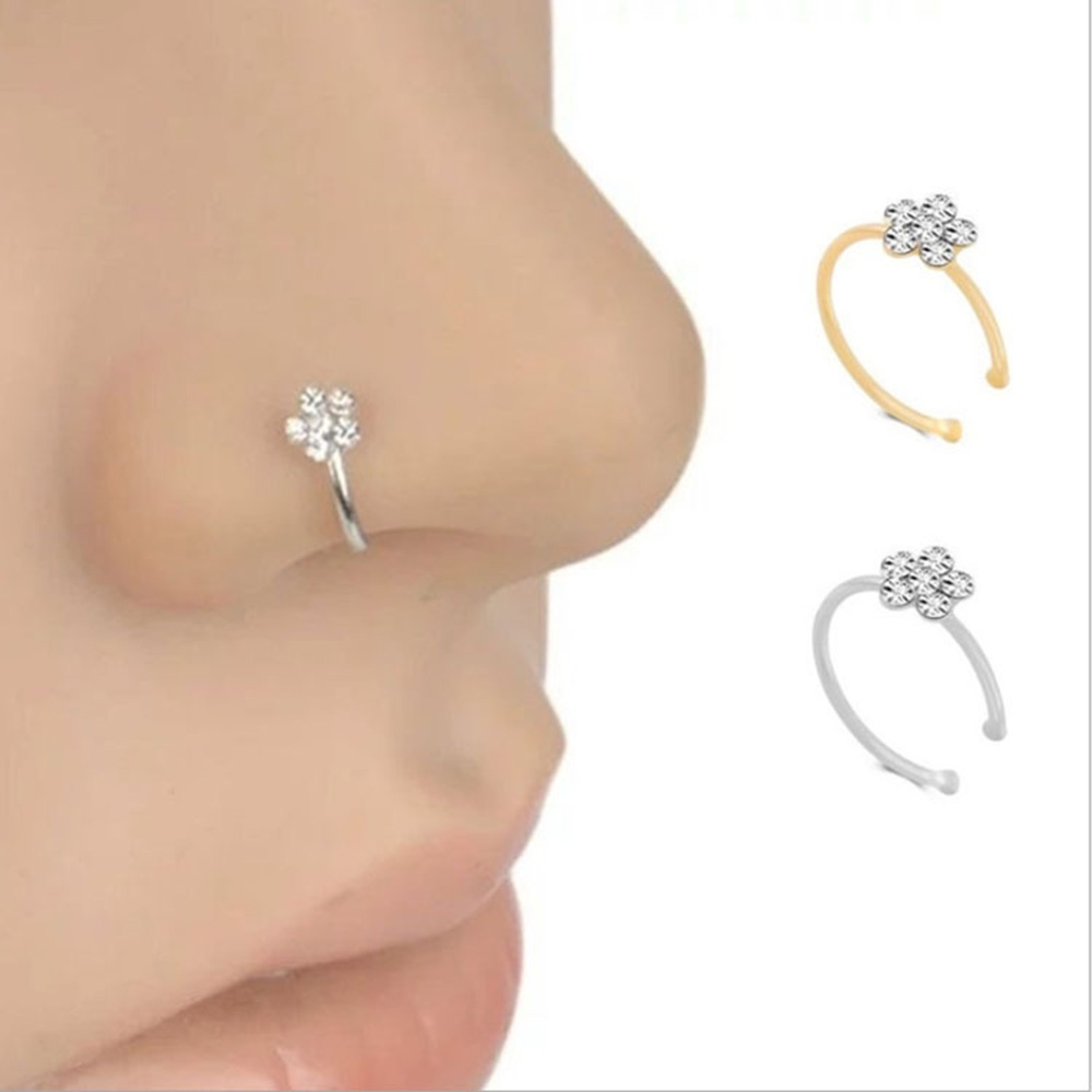 【COD Tangding】Cincin Hidung Palsu Bentuk C Desain Plum Blossom