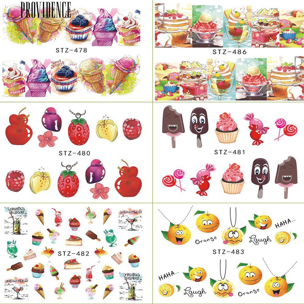 [Bayar Di Tempat] 18 Lembar Kue Es Krim Buah Colorful Transfer Air Nail Art Decal Stiker