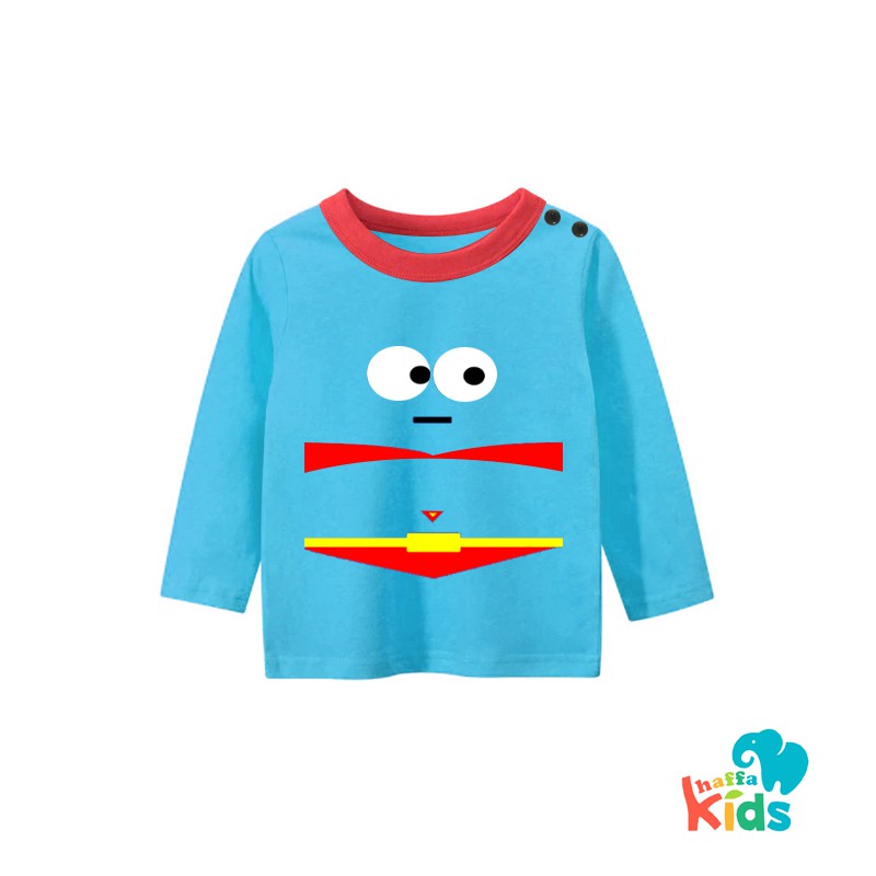 Kaos Anak Cowok Lengan Panjang Warna Biru Muda usia 2-6 Tahun