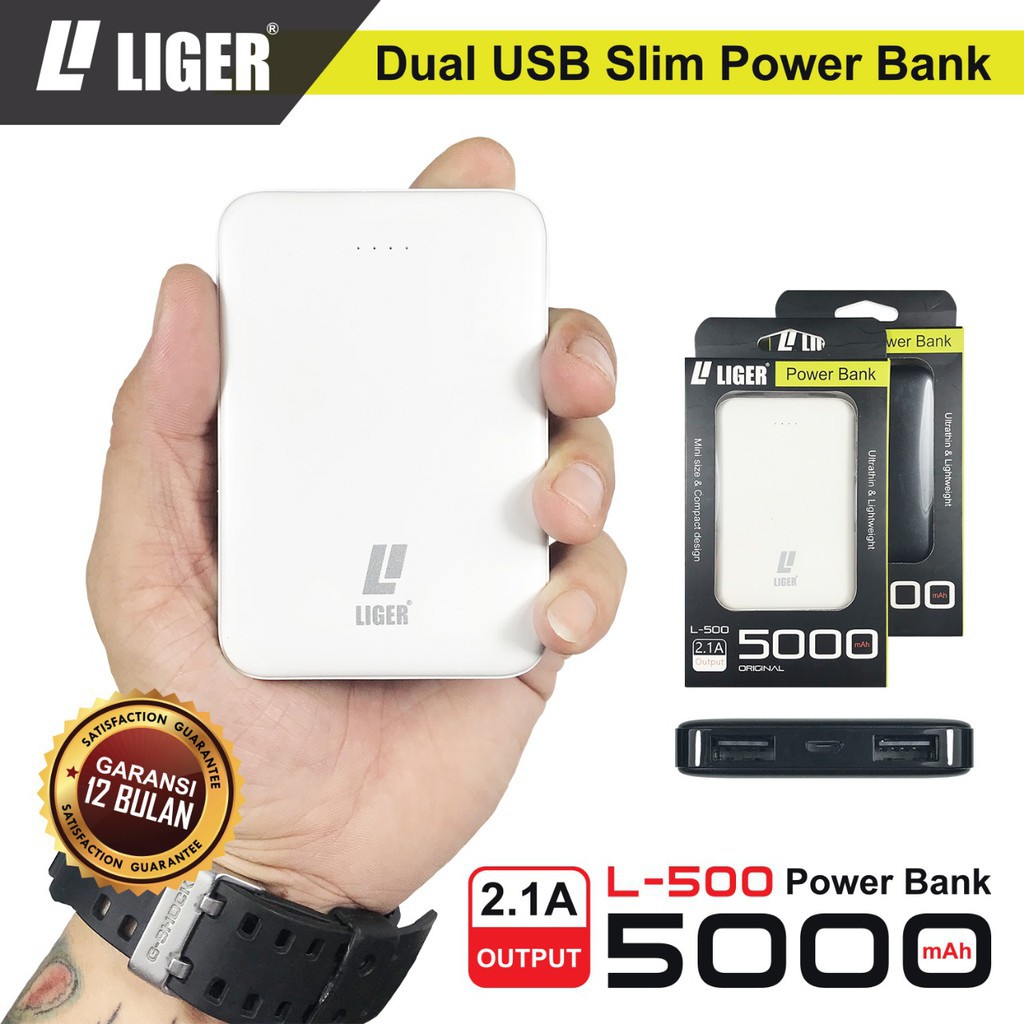 POWERBANK LIGER L-500 MINI SUPER SLIM FAST CHARGING - 5000 mAh