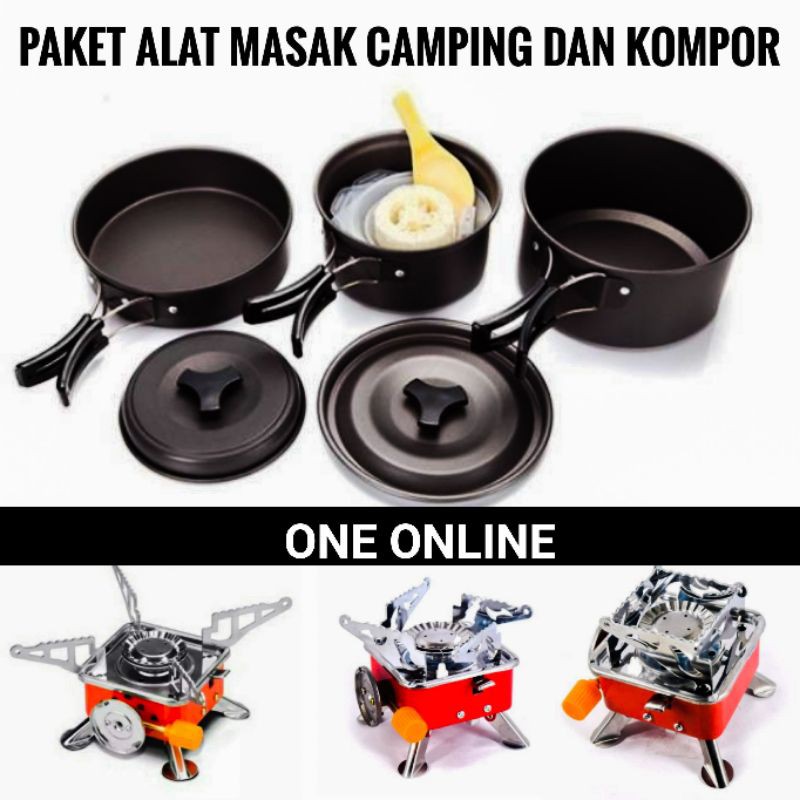 Paket Hemat Cooking Set DS300 &amp; Camping Stove K202 Kemping Outdor