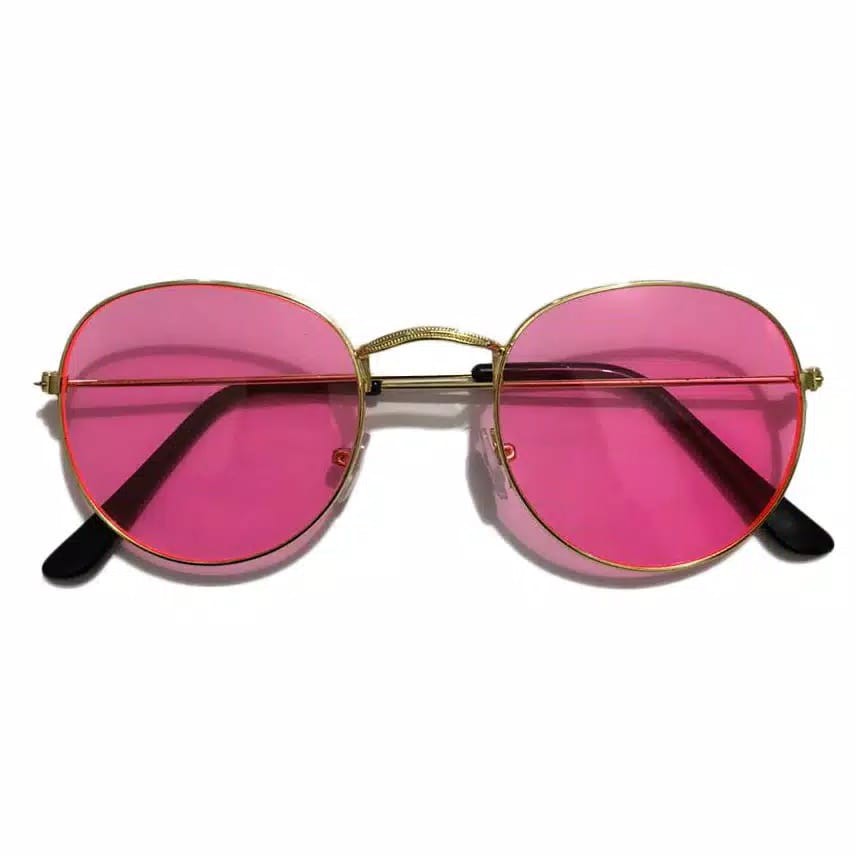 Kacamata Wanita Lensa Rangka Transparan Retro Vintage Metal Frame Eyeglasses-GOLD PINK