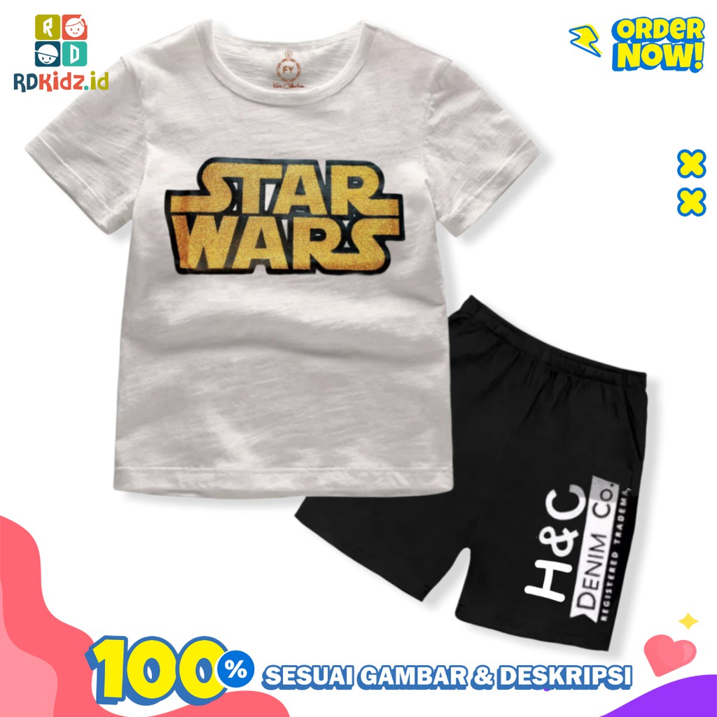 Rdkidzid Setelan Anak Laki Laki Set Anak Cowok Set Baju Anak Laki Laki Motif Robrox Spidermarvel &amp; Star Wars