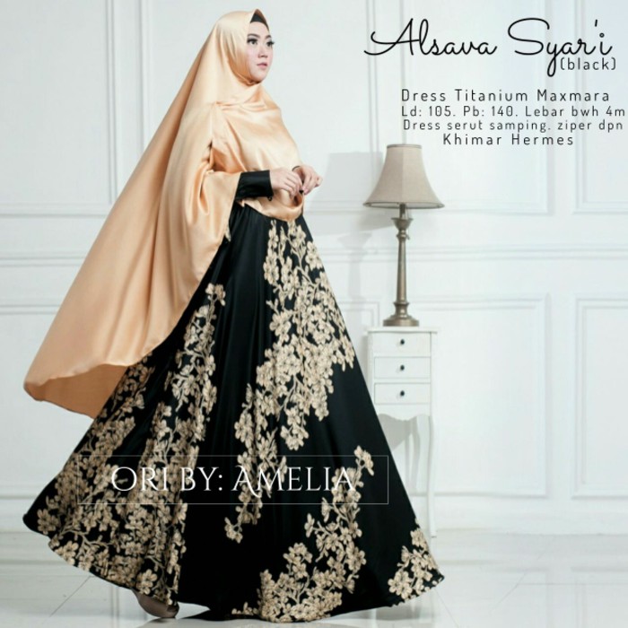 Original  Gamis Jumbo Alsava Syari Original Amelia Set Khimar