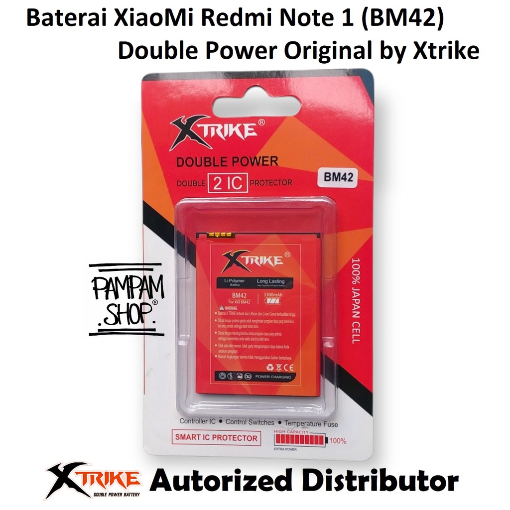 Baterai XTRIKE Double Power Original XiaoMi BM42 Redmi Note 1 Batre Batrai Battery SEIN Ori BM 42