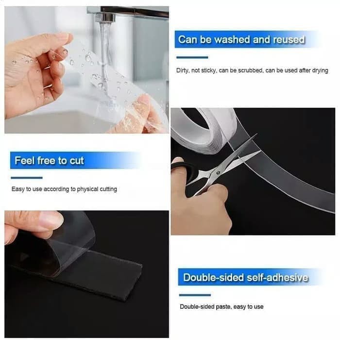 Lakban Ajaib Lakban Double Tape Lakban Bening Lakban bisa di Cuci Lakban Nano Tape Ajaib Lem Kuat