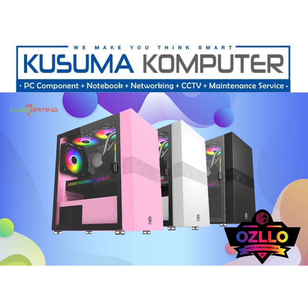 Cube Gaming OZLLO OZZLO White + 1 Fan RGB Casing PC